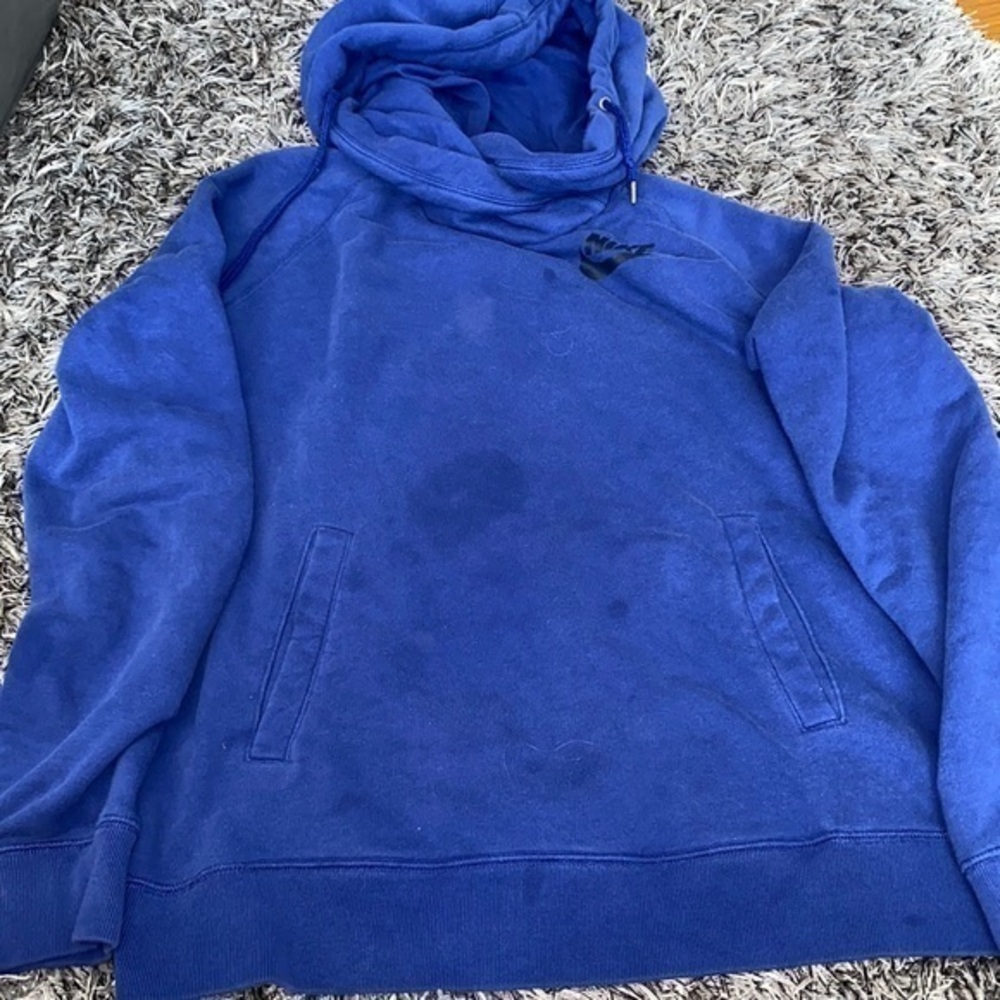 Nike cowl neck hoodie tie dye project ready! XL grease stains see pics.